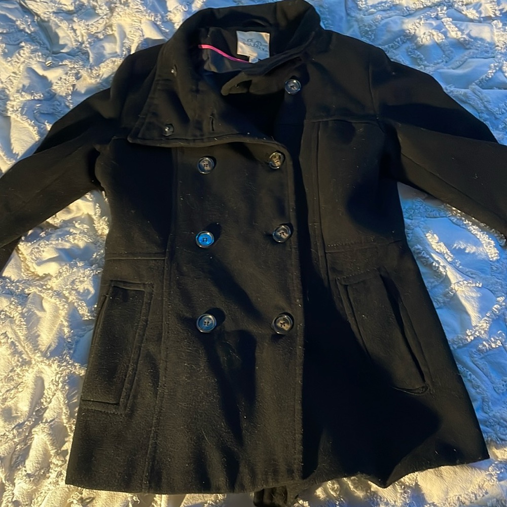 Thick black coat with buttons